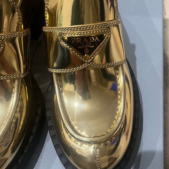 Prada Metallic Loafers Sz 36.5 - Picture 4 of 10